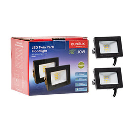 Eurolux LED 10w Floodlight Black 4000K Twin Pack - image 01