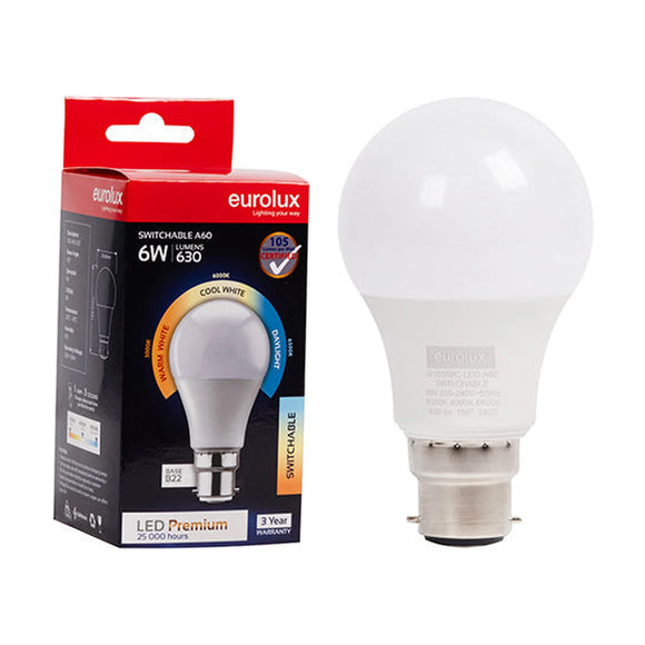 Eurolux LED Globe A60 Premium Switchable 6w B22 N - image 01