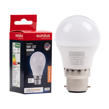 Eurolux LED Globe Golfball Premium 5W B22 3000K Dimmable N - image 01
