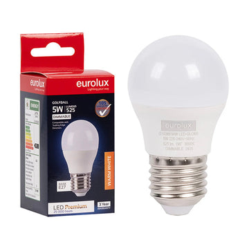 Eurolux LED Globe Golfball Premium 5W E27 3000K Dimmable N - image 01