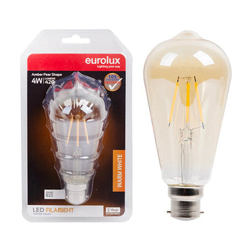 Eurolux LED Filament Globe Pear Nipple Amber 4w B22 2700K N - image 01