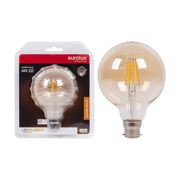 Eurolux LED Filament Globe Maxi Globe G95 Amber 4w B22 2700K N - image 01