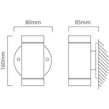 Eurolux Wall Light Outdoor Up & Down Black - image 01