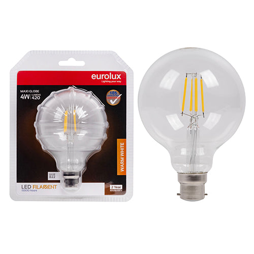Eurolux LED Filament Globe Maxi Globe 4w B22 3000K N in Electrical & Lighting,Lighting,Globes & Tubes