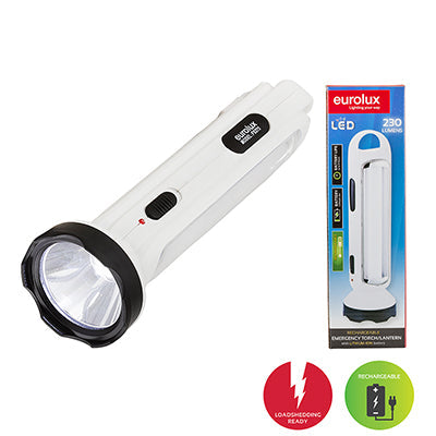 Eurolux Rechargeable Emergency Torch White LED 3w & 9w in Electrical & Lighting,Lighting,Portable & Loadshedding Lighting
