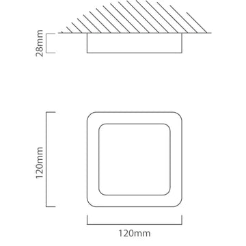 Eurolux Square Ceiling Light 120mm White LED 6w 3000K - image 01