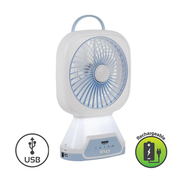 Eurolux Rechargeable Portable Mini Fan LED Emergency Light & USB - image 01