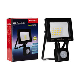 Eurolux LED 20W Floodlight & Sensor Black 4000K - image 01