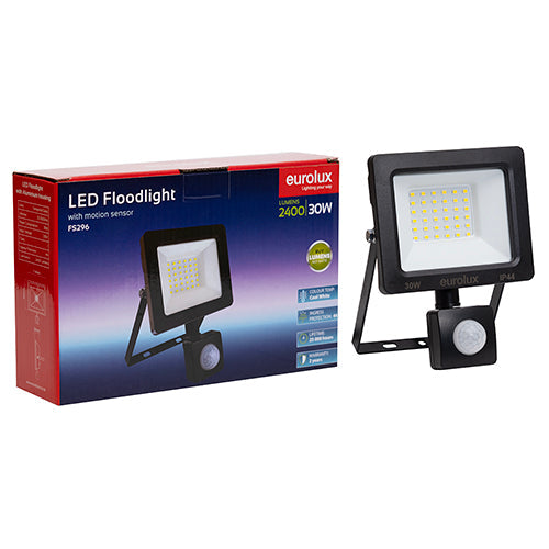 Eurolux LED 30W Floodlight & Sensor Black 4000K in Electrical & Lighting,Lighting,Exterior Lighting