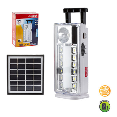 Eurolux Rechargeable LED Emergency Light 5W White & Solar Panel in Electrical & Lighting,Lighting,Portable & Loadshedding Lighting
