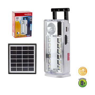 Eurolux Rechargeable LED Emergency Light 5W White & Solar Panel - image 01