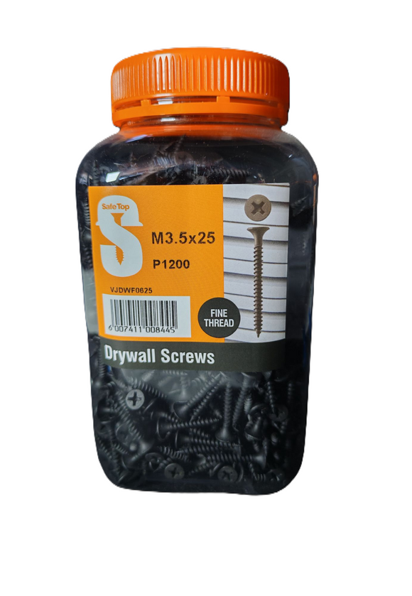 Safe Top Drywall Screws Fine M3.5X25 P1200 Value Jar in Hardware Fasteners