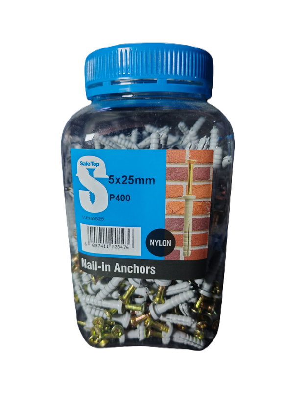 Safe Top Nail In Anchor 5X25mm P400 Value Jar in Hardware Fasteners