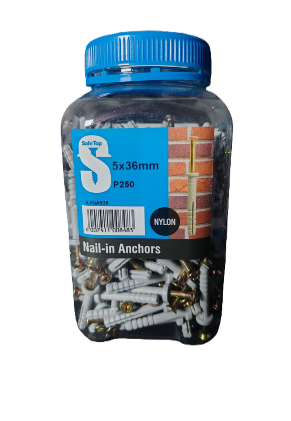 Safe Top Nail In Anchor 5X36mm P250 Value Jar in Hardware Fasteners