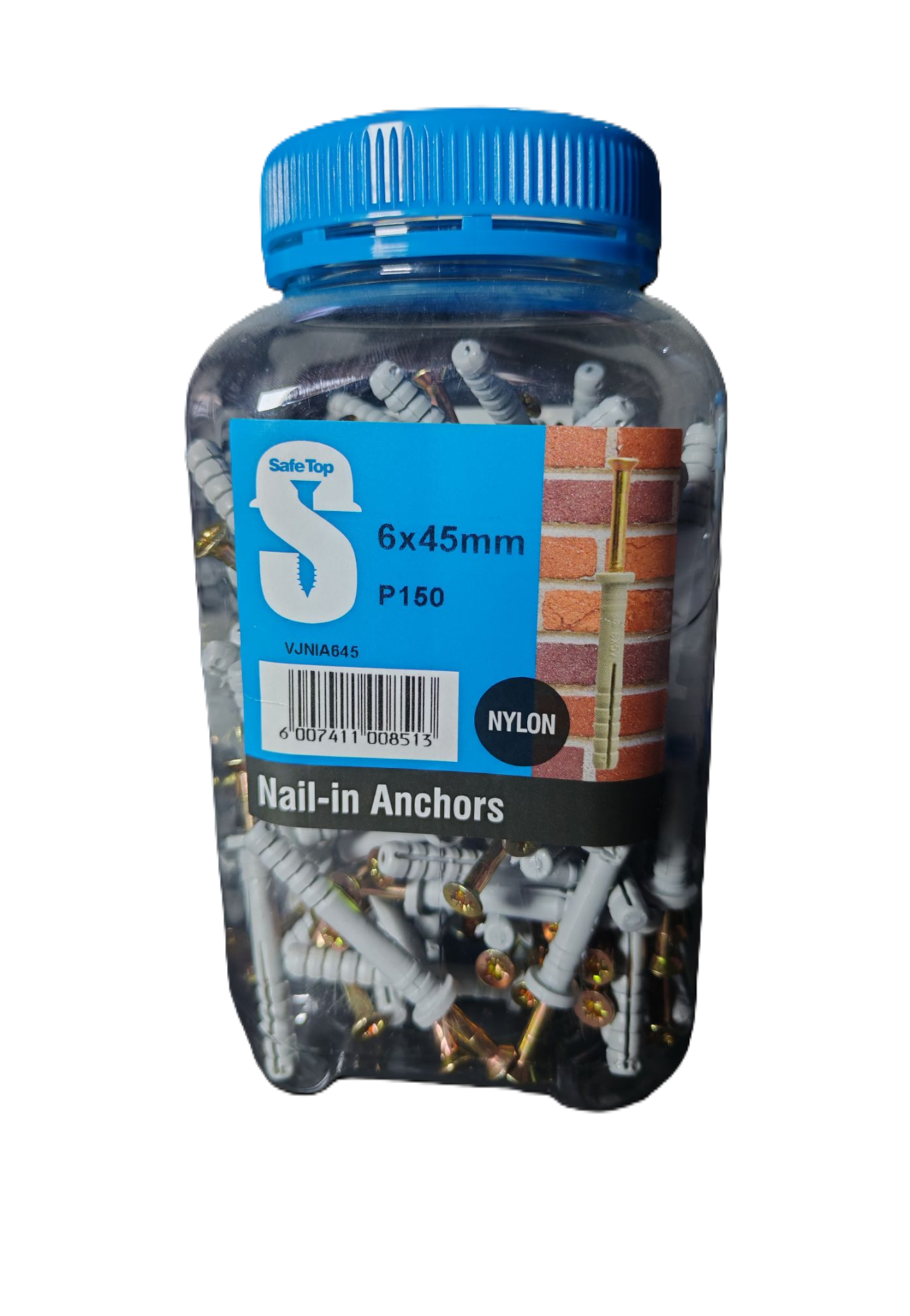 Safe Top Nail In Anchor 6X45mm P150 Value Jar in Hardware Fasteners