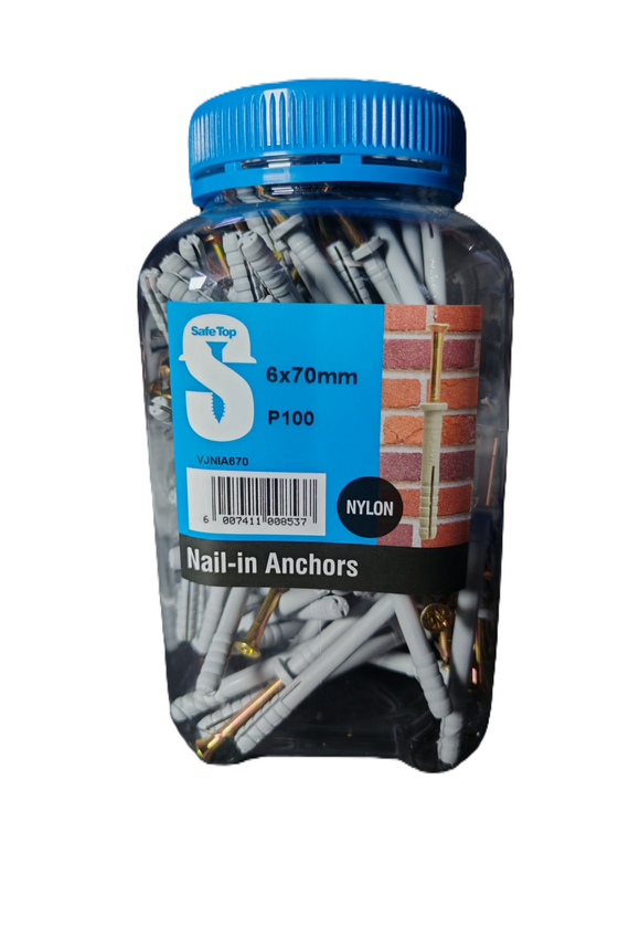 Safe Top Nail In Anchor 6X70mm P100 Value Jar in Hardware Fasteners