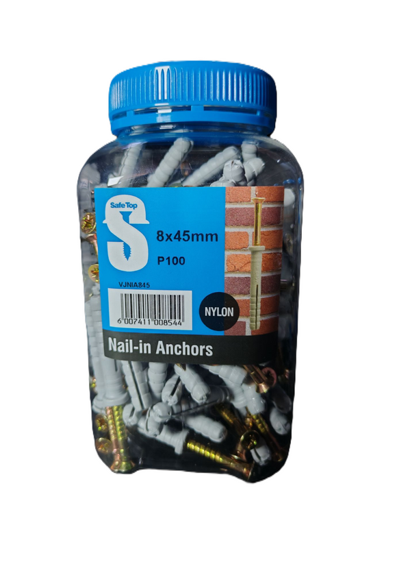 Safe Top Nail In Anchor 8X45mm P100 Value Jar in Hardware Fasteners