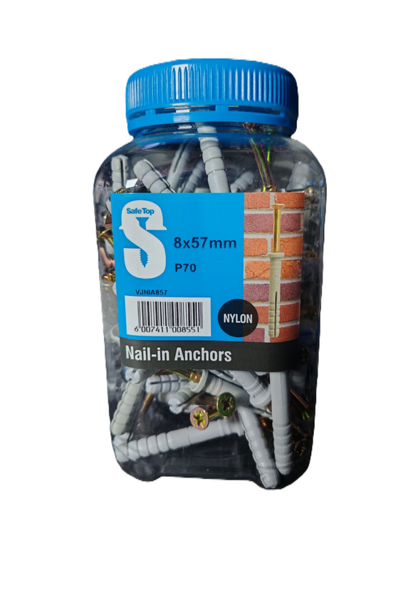 Safe Top Nail In Anchor 8X57mm P70 Value Jar in Hardware Fasteners