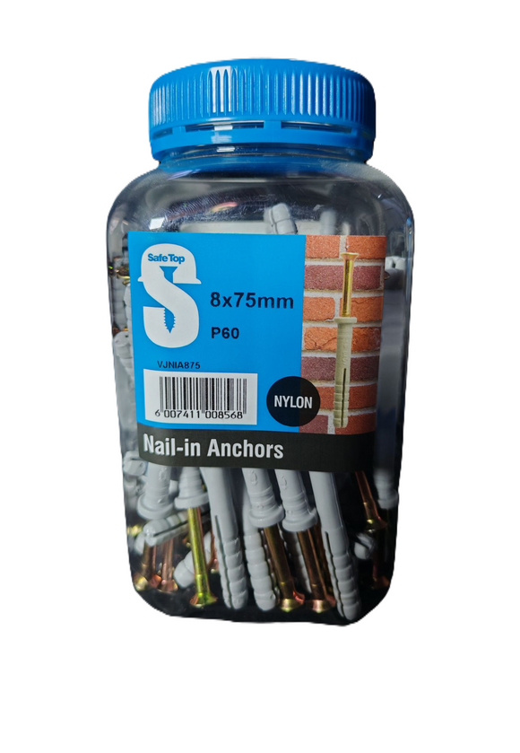 Safe Top Nail In Anchor 8X75mm P60 Value Jar in Hardware Fasteners