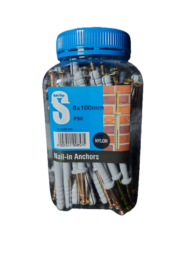 Safe Top Nail In Anchor 8X100mm P50 Value Jar in Hardware Fasteners