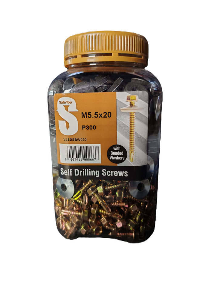 Safe Top Self Drill Screws & Bonded Washers M5.5X20 P300 Value Jar in Hardware Fasteners
