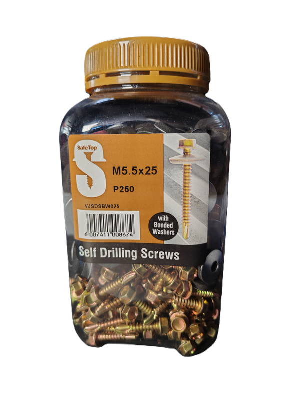 Safe Top Self Drill Screws & Bonded Washers M5.5X25 P250 Value Jar in Hardware Fasteners