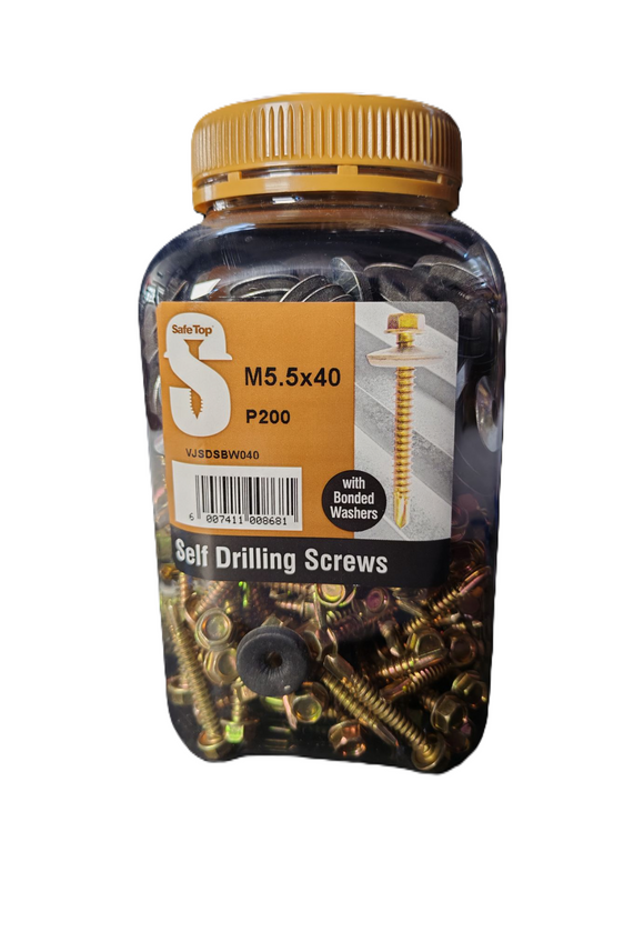 Safe Top Self Drill Screws & Bonded Washers M5.5X40 P200 Value Jar in Hardware Fasteners
