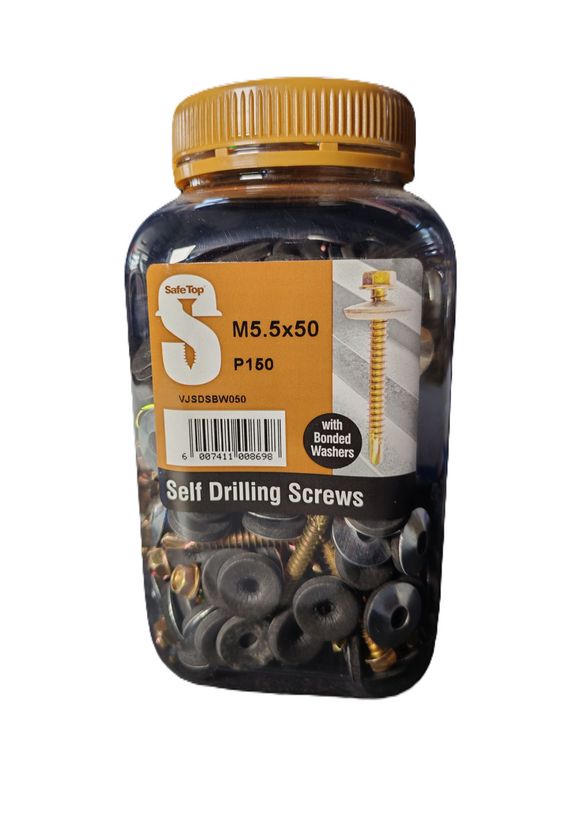 Safe Top Self Drill Screws & Bonded Washers M5.5X50 P150 Value Jar in Hardware Fasteners