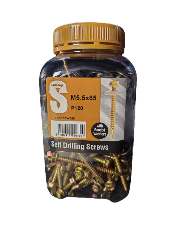 Safe Top Self Drill Screws & Bonded Washers M5.5X65 P120 Value Jar in Hardware Fasteners