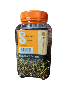 Safe Top Chipboard Screws M4.0X25 P1000 Value Jar in Hardware Fasteners