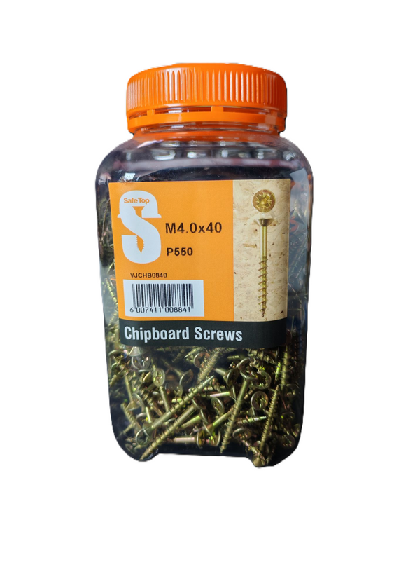 Safe Top Chipboard Screws M4.0X40 P550 Value Jar in Hardware Fasteners
