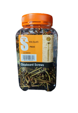 Safe Top Chipboard Screws M4.0X45 P500 Value Jar in Hardware Fasteners