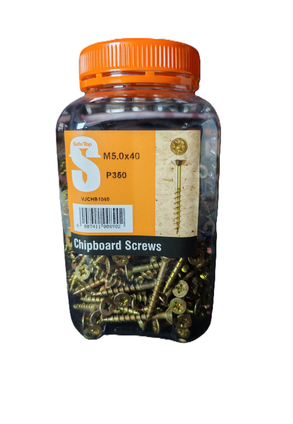 Safe Top Chipboard Screws M5.0X40 P350 Value Jar in Hardware Fasteners