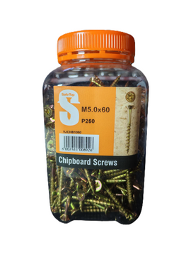 Safe Top Chipboard Screws M5.0X60 P250 Value Jar in Hardware Fasteners