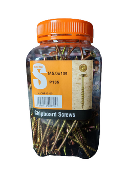 Safe Top Chipboard Screws M5.0X100 P135 Value Jar in Hardware Fasteners