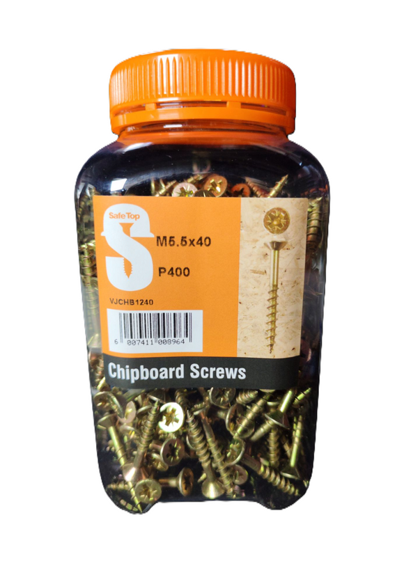 Safe Top Chipboard Screws M5.5X40 P400 Value Jar in Hardware Fasteners