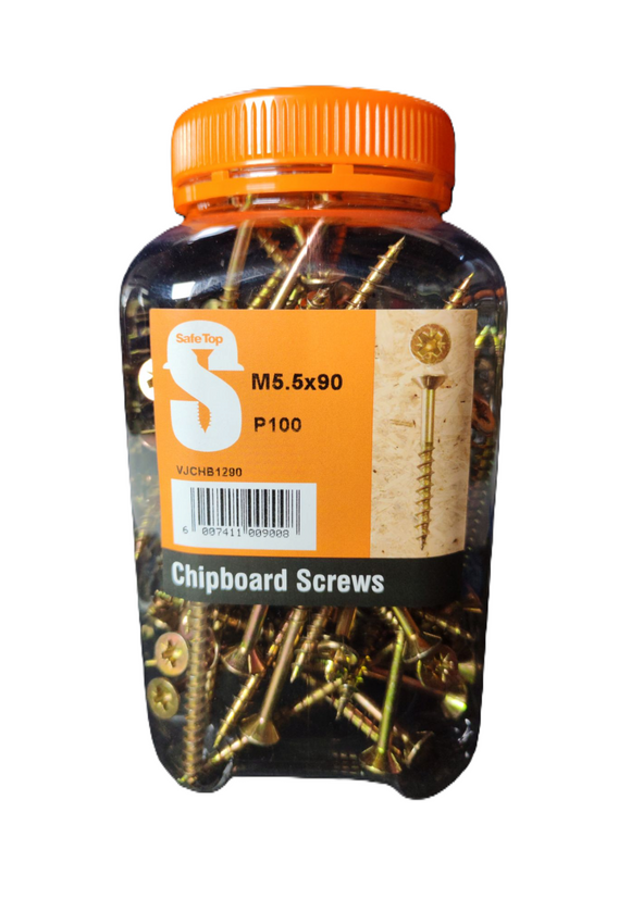 Safe Top Chipboard Screws M5.5X90 P100 Value Jar in Hardware Fasteners
