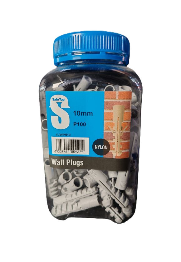 Safe Top Wall Plugs Nylon 10mm P100 Value Jar in Hardware Fasteners