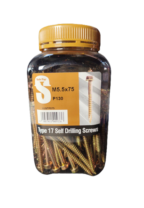 Safe Top No.17 Self Drill Screws M5.5X75 P130 Value Jar in Hardware Fasteners