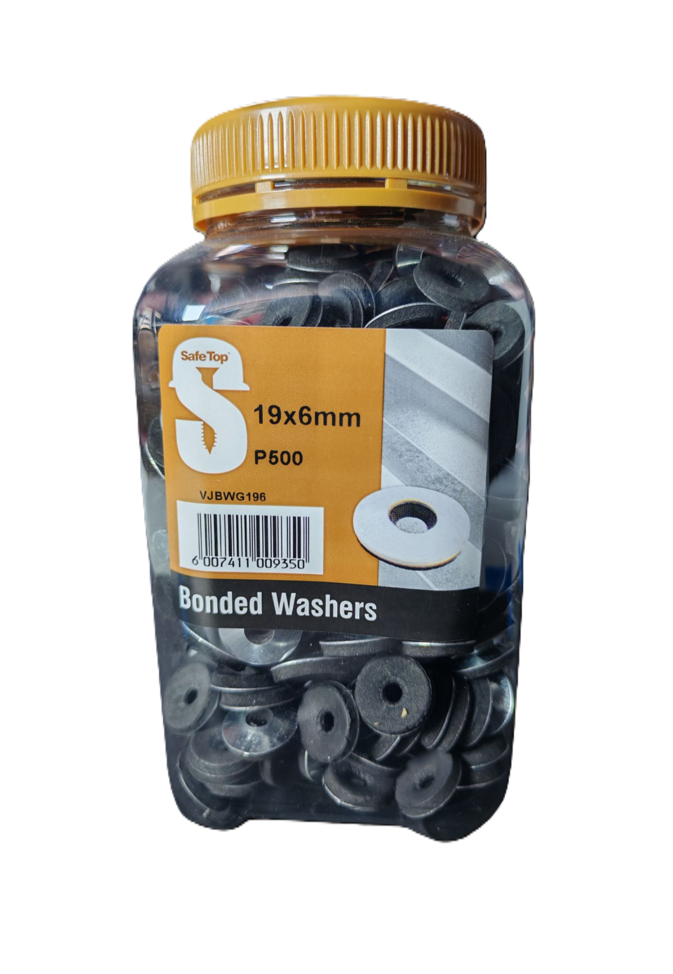 Safe Top Bonded Washer Eva 19X6mm P500 Value Jar in Hardware Fasteners