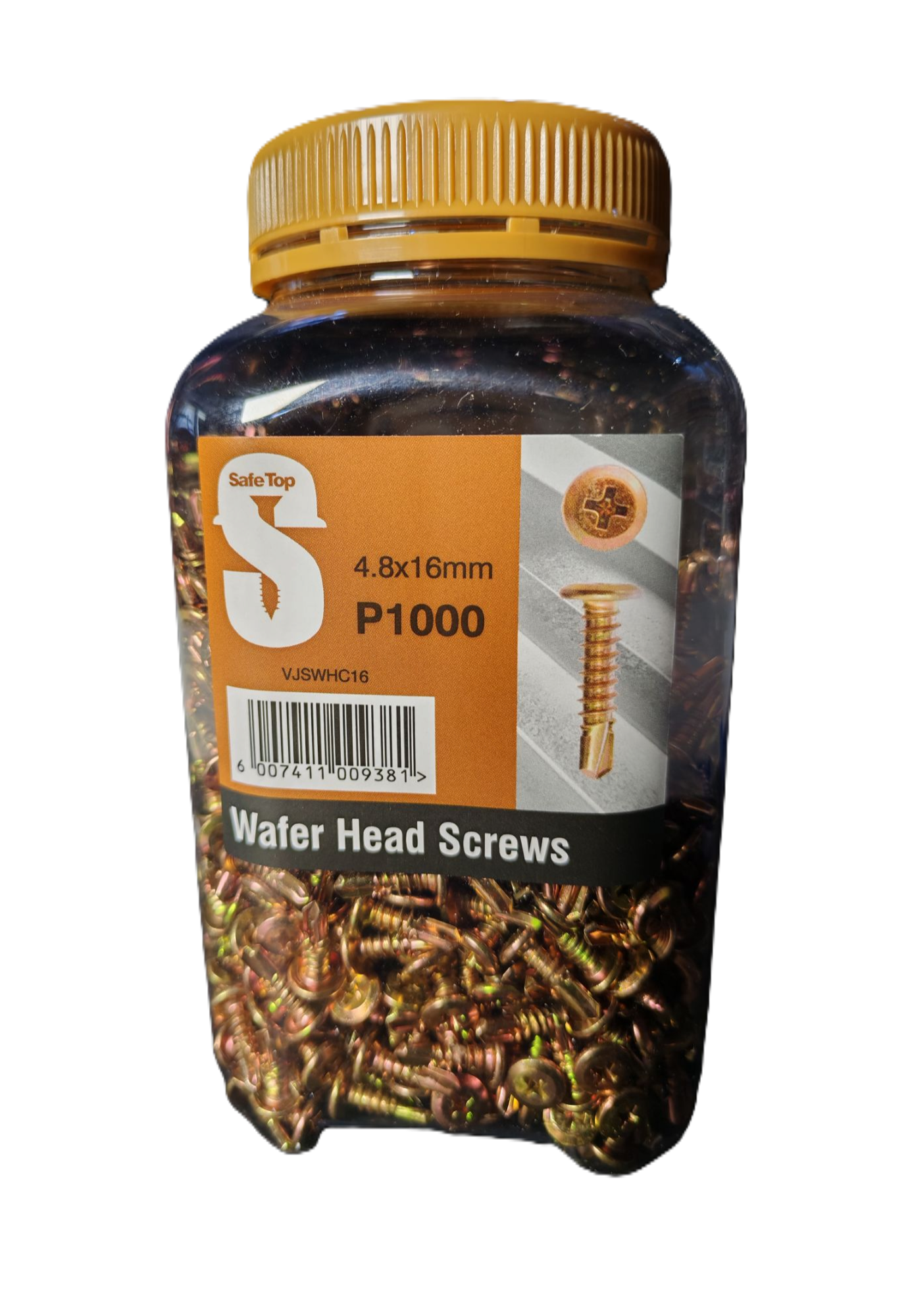 Safe Top Wafer Hd Screws Course 4.8X16mm P1000 Value Jar in Hardware Fasteners