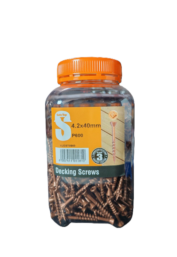 Safe Top  Deck Scr Trim Head 4.2X40mm +2X25 Sq Bit P600 Value Jar in Hardware Fasteners