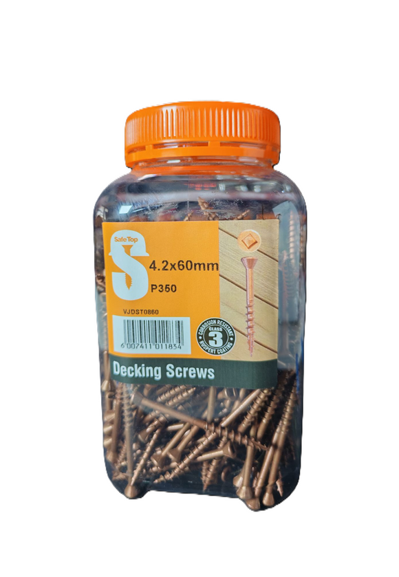 Safe Top  Deck Scr Trim Head 4.2X60mm +2X25 Sq Bit P350 Value Jar in Hardware Fasteners