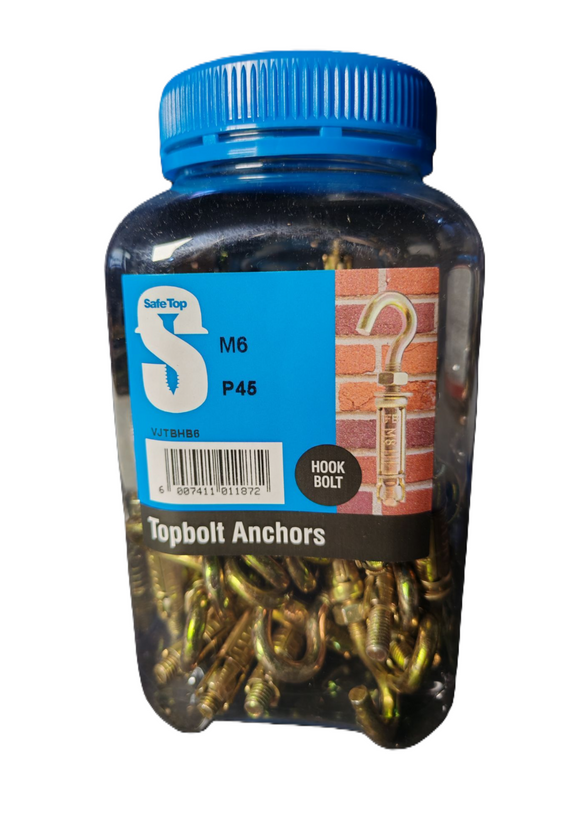 Safe Top Topbolt Hook M6 P45 Value Jar in Hardware Fasteners