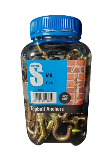 Safe Top Topbolt Hook M8 P25 Value Jar in Hardware Fasteners