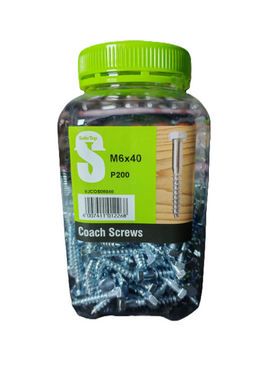 Safe Top Coach Screws M6X40 P200 Value Jar in Hardware Fasteners