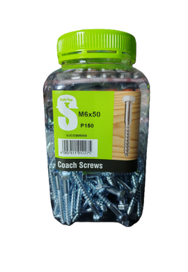 Safe Top Coach Screws M6X50 P150 Value Jar in Hardware Fasteners