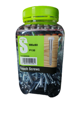 Safe Top Coach Screws M6X60 P130 Value Jar in Hardware Fasteners