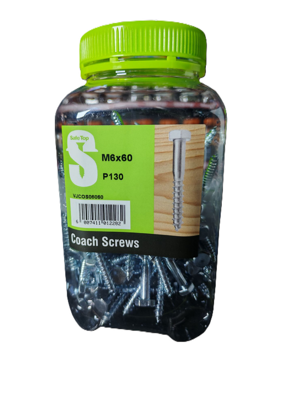 Safe Top Coach Screws M6X60 P130 Value Jar in Hardware Fasteners