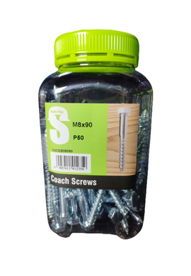Safe Top Coach Screws M8X90 P50 Value Jar in Hardware Fasteners